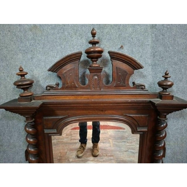 Large Henri II Style Buffet Mirror or Psyche in Carved Walnut, Late 19th Century For Sale - Image 4 of 6