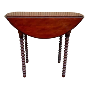 Early 20th Century Antique Mahogany Drop Leaf Twisted Leg Side Table.