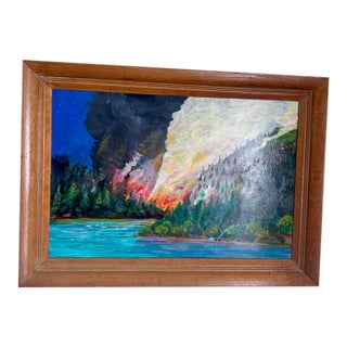 Al Seneres “Firestorm” Original 2009 Acrylic Landscape Painting, Framed For Sale