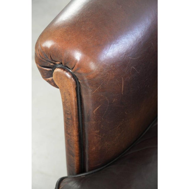 Club Chair in Dark Sheepskin Leather For Sale - Image 9 of 14