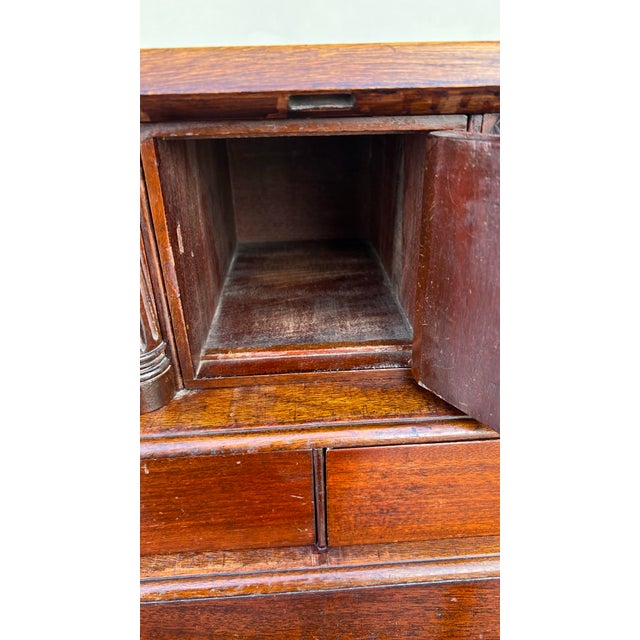 Wood A Antique Centennial Period Chippendale Style Block Front Desk With Ball and Claw Feet, Circa 1880's For Sale - Image 7 of 12