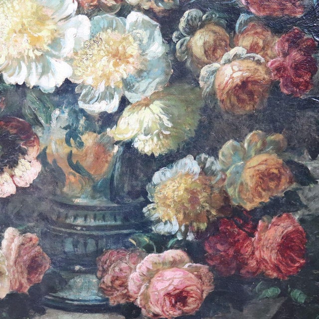 Still Life with Flowers and Fruits, 1800s, Large Oil on Canvas, Framed For Sale - Image 18 of 18