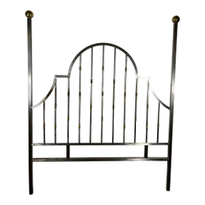 Mid Century Steel and Brass Campaign Style Headboard Queen