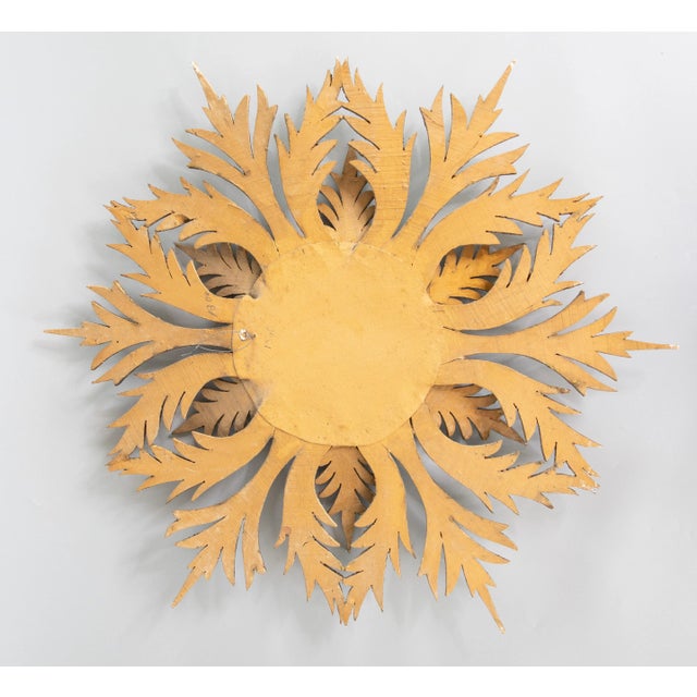 Wood Vintage French Giltwood Sunburst Convex Mirror, 1950s For Sale - Image 7 of 8