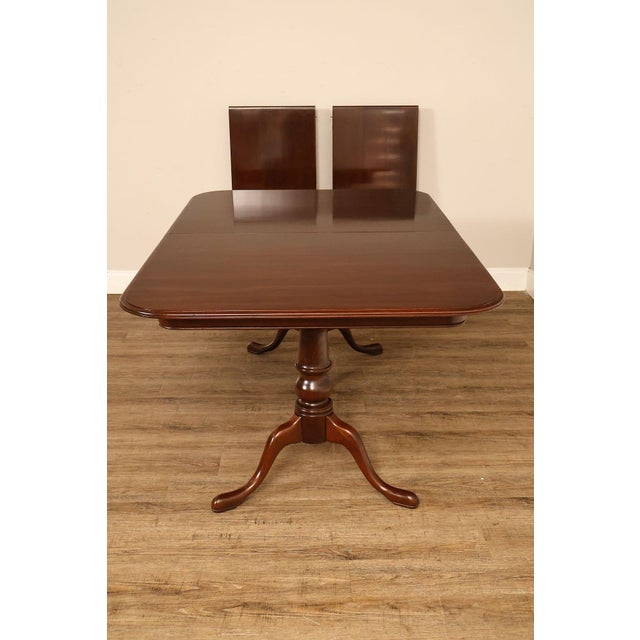 Ethan Allen Georgian Court Queen Anne Style Double Pedestal Cherry Dining Table For Sale - Image 11 of 18