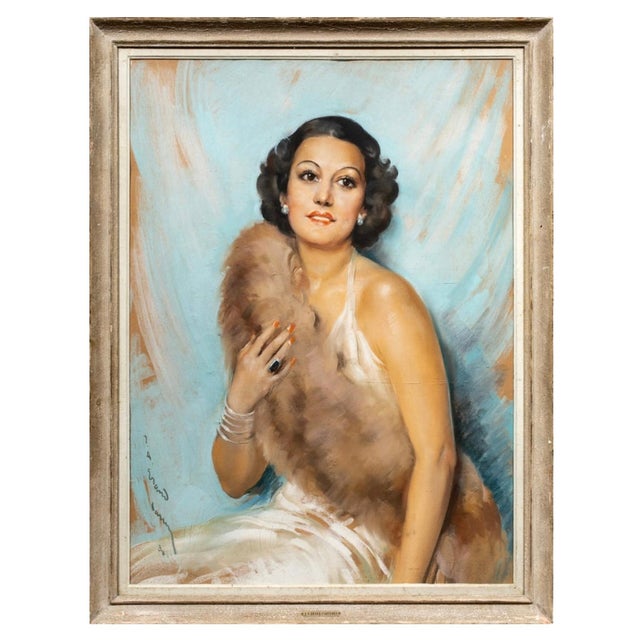 1938 Society Portrait of a Lady by Jean Albert Grand Cateret For Sale - Image 9 of 18