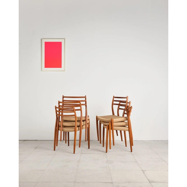 Wood Model 78 Dining Chairs in Teak with Paper Cord Weave by Niels O. Møller for j.l. Møllers, Denmark, 1960s, Set of 6 For Sale - Image 7 of 18