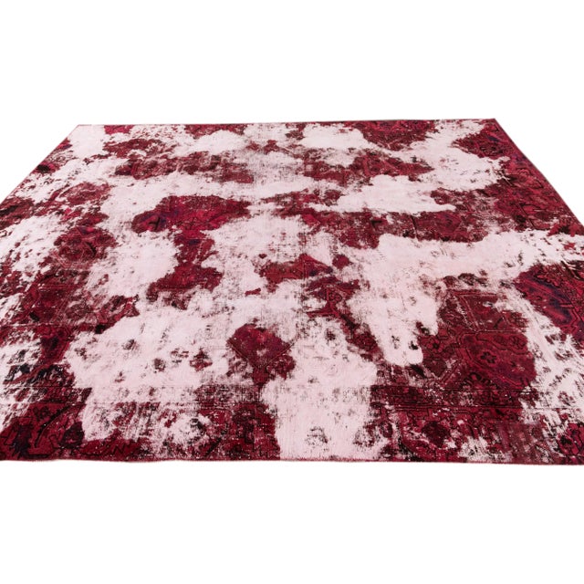 Textile Pink Vintage Distressed Handmade Wool Rug 9' X 11'4". For Sale - Image 7 of 10