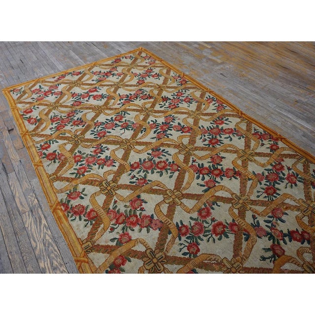 1770s Ivory Floral Antique French Aubusson Savonnerie Carpet 5'6"x8'10" Wool Rug For Sale In New York - Image 6 of 8