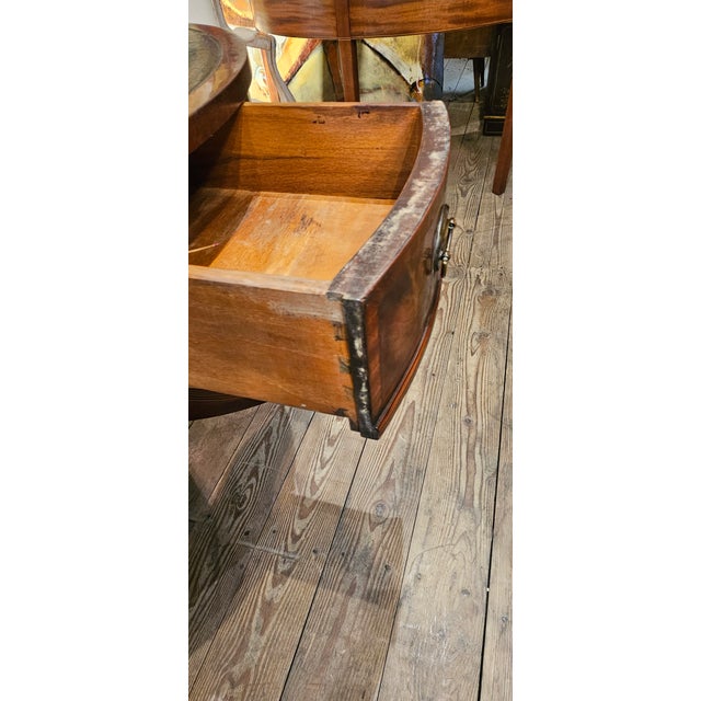 1940s Federal Style Mahogany Drum Table With Leather Top For Sale - Image 5 of 11