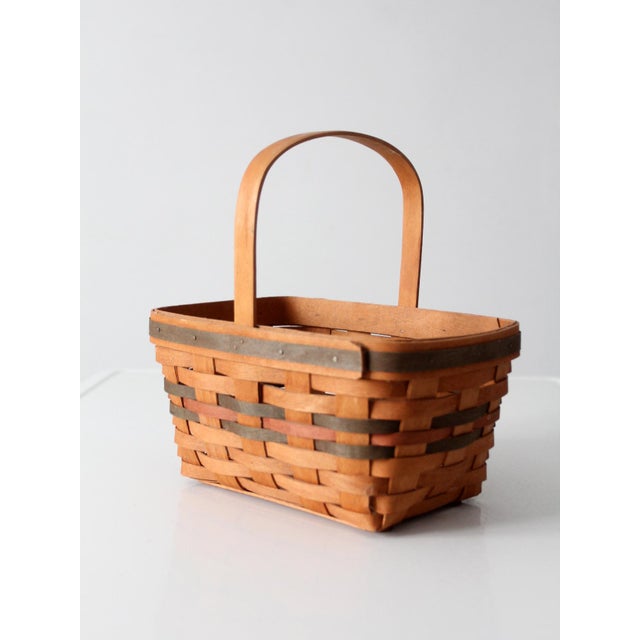 Wood 1991 Lonaberger Market Basket With Handle For Sale - Image 7 of 12