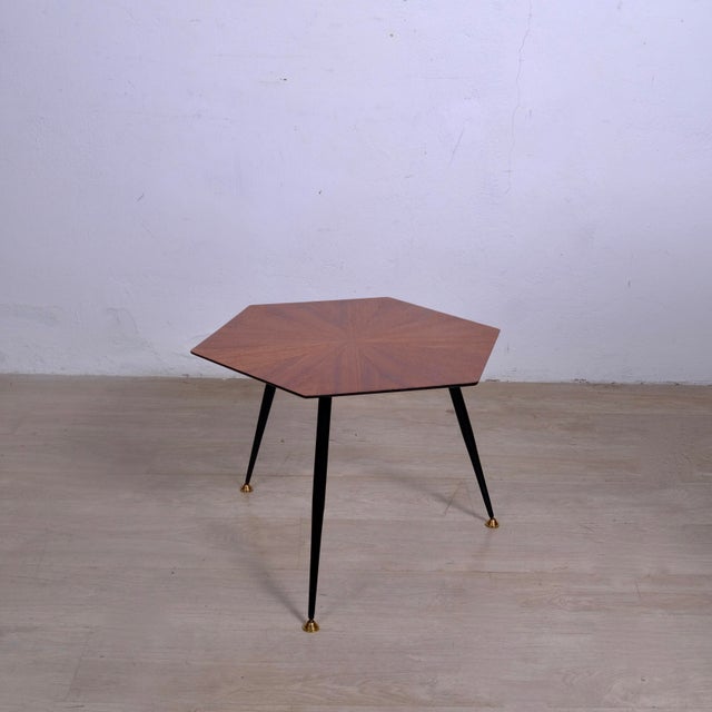 Modern Mid-Century Hexagonal Coffee Table with Wooden Top, 1950s For Sale - Image 3 of 10
