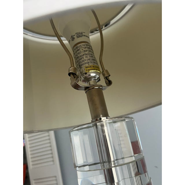 Glass Pair Ralph Lauren Crystal Column Lamps For Sale - Image 7 of 16