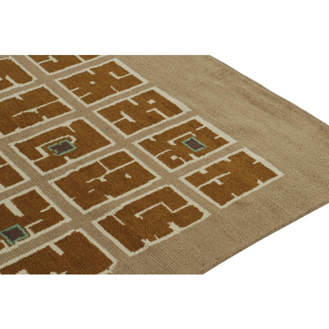 Rug & Kilim’s French Art Deco Style Rug in Beige With Brown Square Patterns For Sale In New York - Image 6 of 7