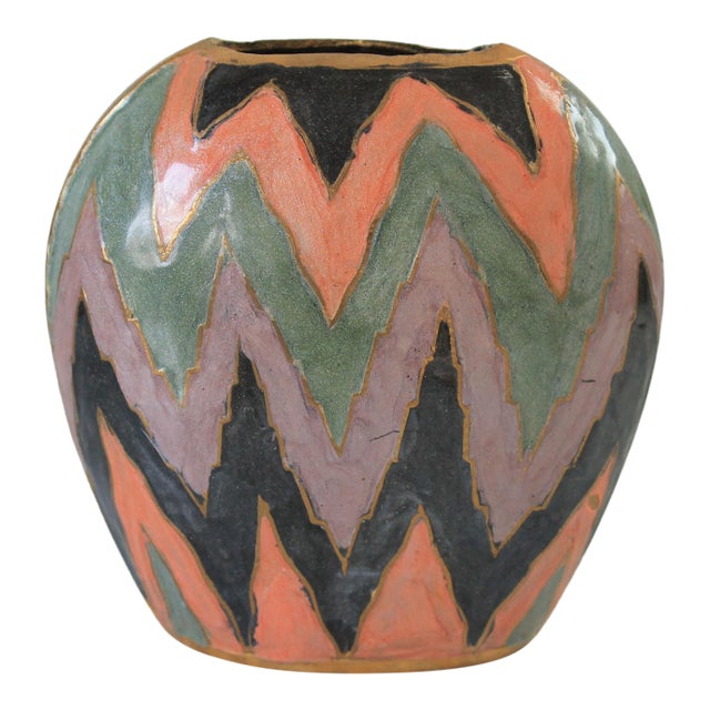 Vintage 1990's Brass Cloisonné Vase For Sale