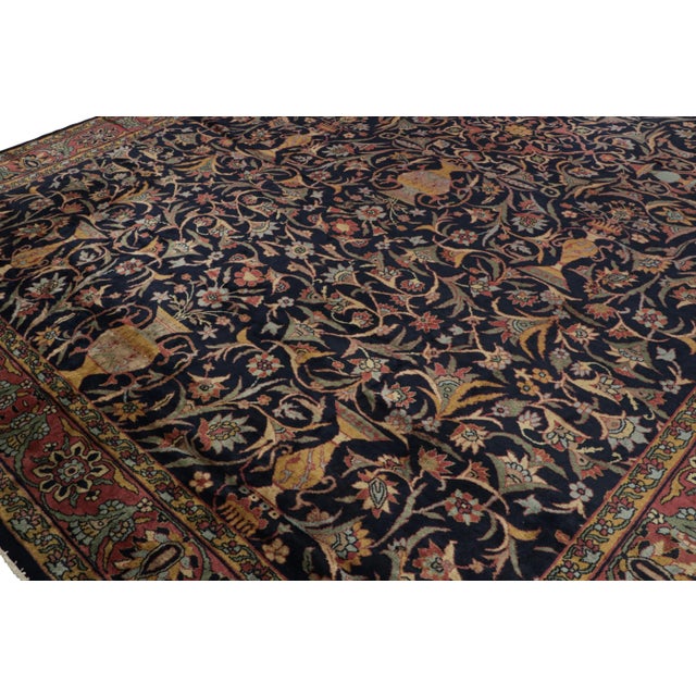 1920s Oversized Antique Shahrestan Rug in Blue With Floral Patterns, From Rug & Kilim For Sale - Image 5 of 7