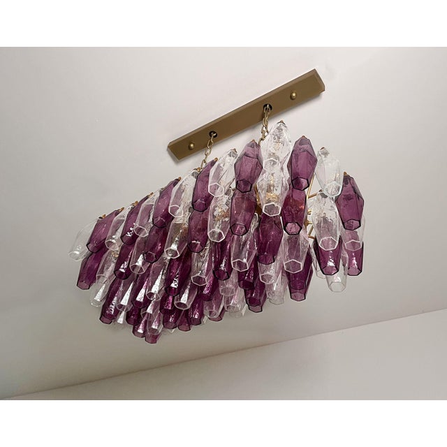 Glass Amethyst and Clear Glasses Murano Poliedri Chandelier by Carlo Scarpa, 1990s For Sale - Image 7 of 18