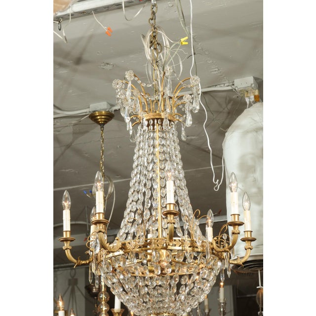 Traditional Late 19th Century Doré Bronze & Crystal French Empire Chandelier For Sale - Image 3 of 11