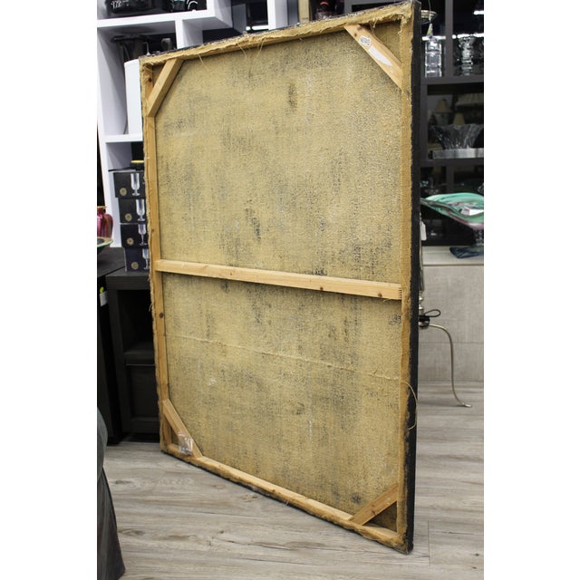 Wood Vintage Abstract Mid-Century Modern Oil Painting For Sale - Image 7 of 9