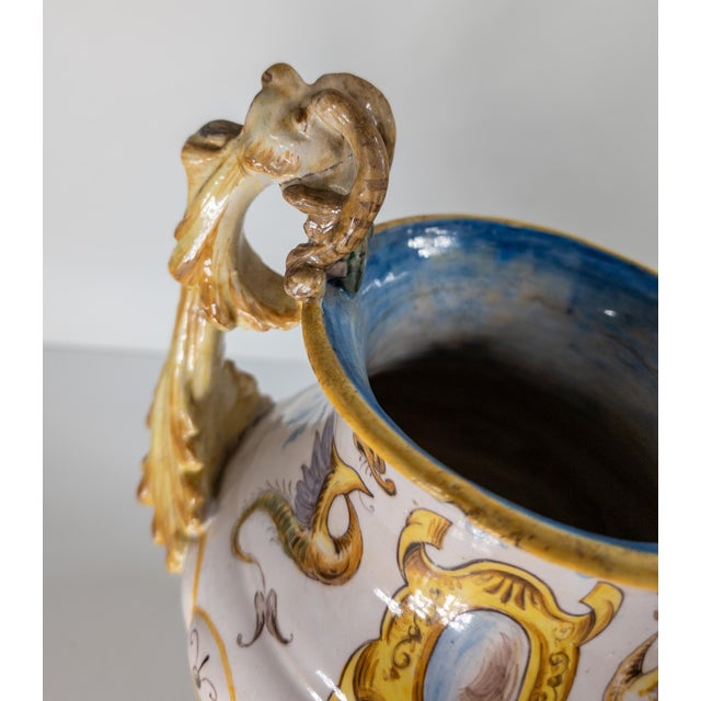White 20th Century Renaissance Revival Italian Majolica Maiolica Faience Urn or Vase For Sale - Image 8 of 14