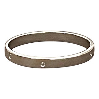 6 Flush Set Bezel Diamond Eternity Wedding Band in 14 Karat White Gold For Sale