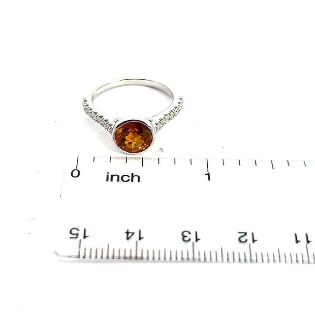 Natural Orange Sapphire Diamond Ring 6.5 14k W Gold 1.88 TCW Certified For Sale In New York - Image 6 of 10