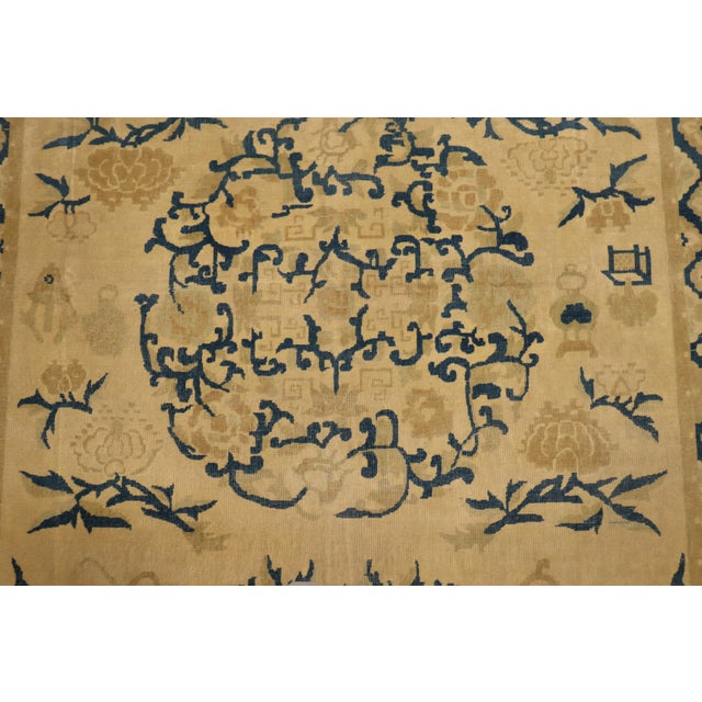 Textile Fine Beige Blue Antique Indo-Chinese Rug - 6'6" x 9'4" For Sale - Image 7 of 18