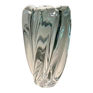 Final Markdown! 1940s Orrefors Waterfall Swirl Art Glass Vase Signed For Sale
