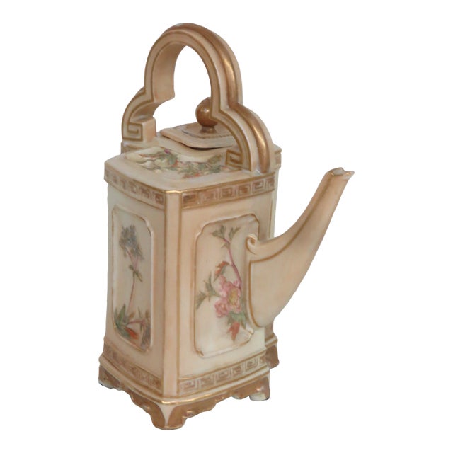 Royal Worcester Hand Painted Flowers Gilt Small Teapot 4624b For Sale