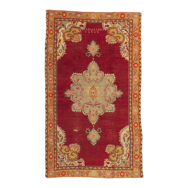 Mid 20th Century Vintage Turkish Oushak Rug, 04'10 X 08'03 For Sale