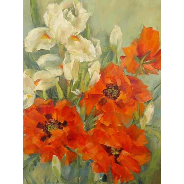 Elizabeth Davies, Floral Still Life, 1980, Oil on Canvas For Sale - Image 9 of 15