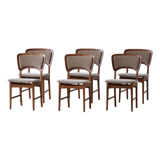 Mid-Century Danish Dining Chairs in Oak, Teak and Mohair, 1960s, Set of 6 For Sale