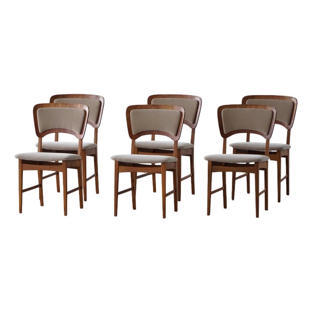Mid-Century Danish Dining Chairs in Oak, Teak and Mohair, 1960s, Set of 6 For Sale