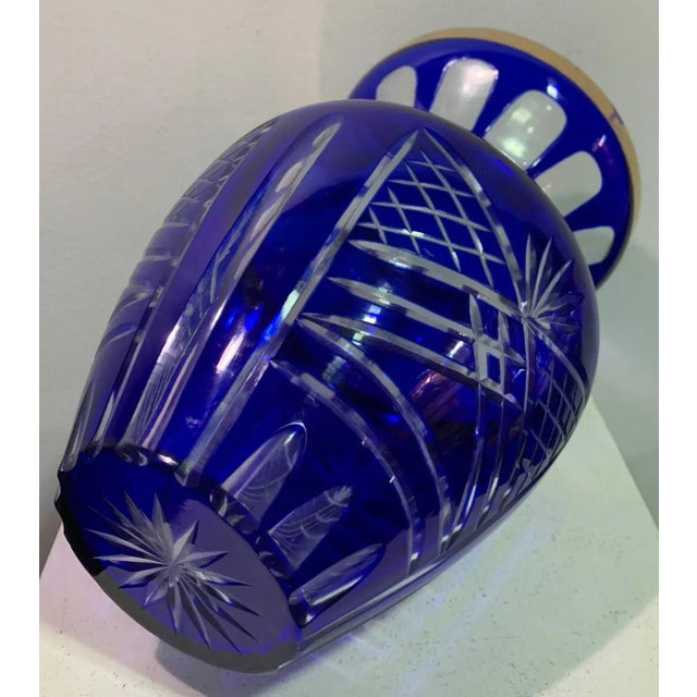 Vintage Bohemian Carved Glass Vase For Sale - Image 3 of 5