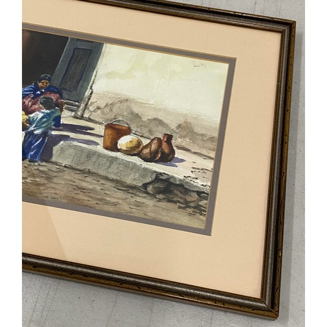 1970s Vintage Latin American School Watercolor by Helen Marie C.1970 For Sale - Image 5 of 11