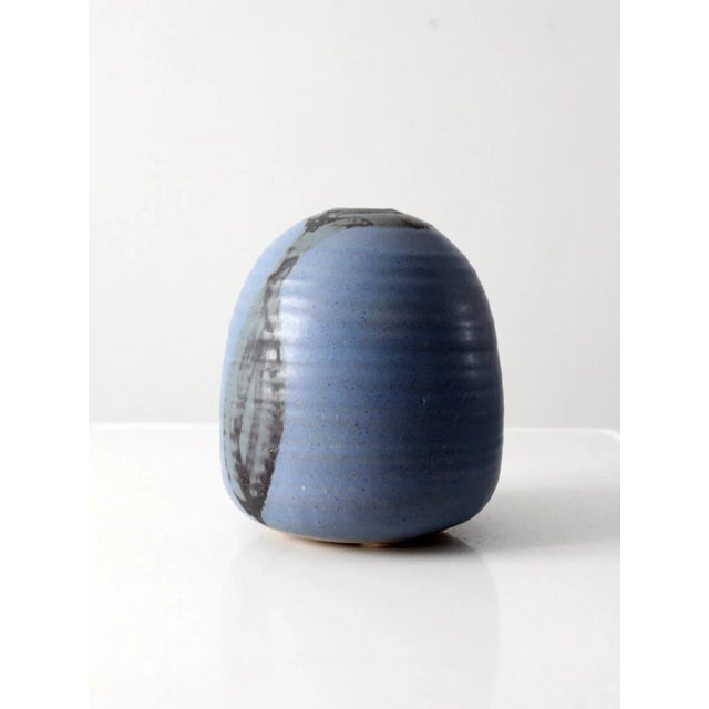 Blue Vintage Studio Pottery Vase For Sale - Image 8 of 10