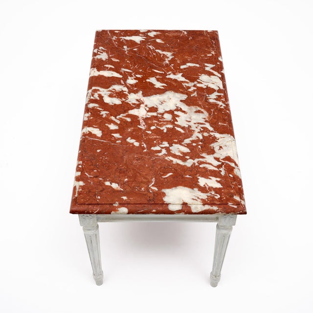 Louis XVI Style Coffee Table With Rouge Royal Marble Top For Sale In Austin - Image 6 of 9
