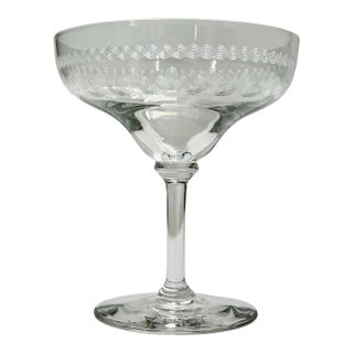 Early 20th Century Bryce Etched Glass Champagne Saucer For Sale