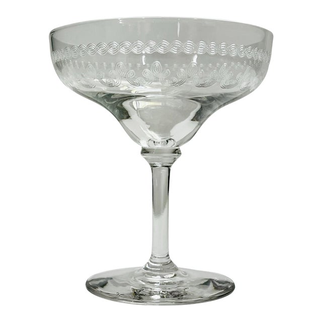 Early 20th Century Bryce Etched Glass Champagne Saucer For Sale