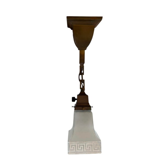 This fabulous light can be hung as a wall sconce or hanging pendant! Traditional craftsman/Mission style with greek key...