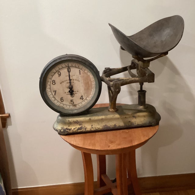 Greige Antique Peerless Company Cast Iron Counter Scale Inspector Approved Stamped March 1837 For Sale - Image 8 of 12