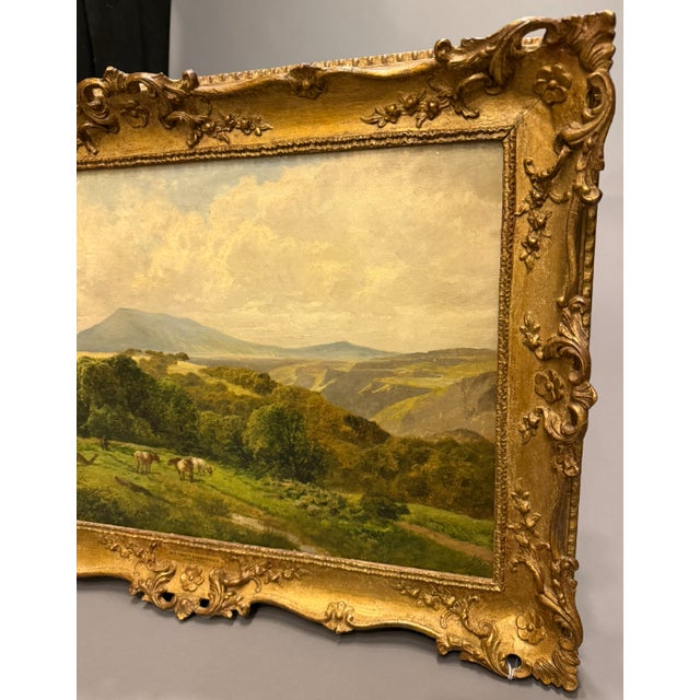 19th Century English Oil on Canvas Painting by James Peel, “Croft Pasture, Borrowdale,” Gilt Frame For Sale - Image 4 of 7