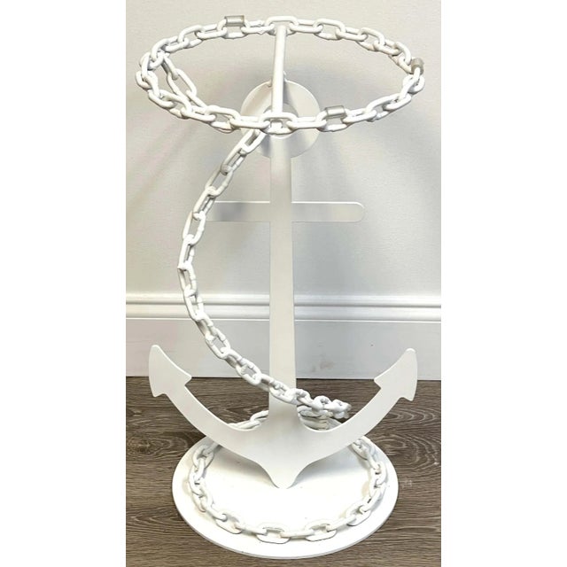 Mid 20th Century Post WWII Modern Wrought Iron Anchor & Chain Yacht Side Tables - A Pair For Sale - Image 9 of 10