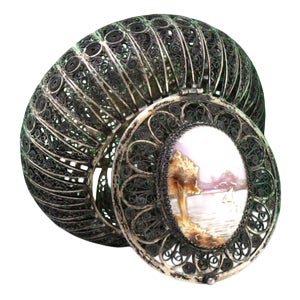 Filigree Silver Box in Rounded Shape For Sale