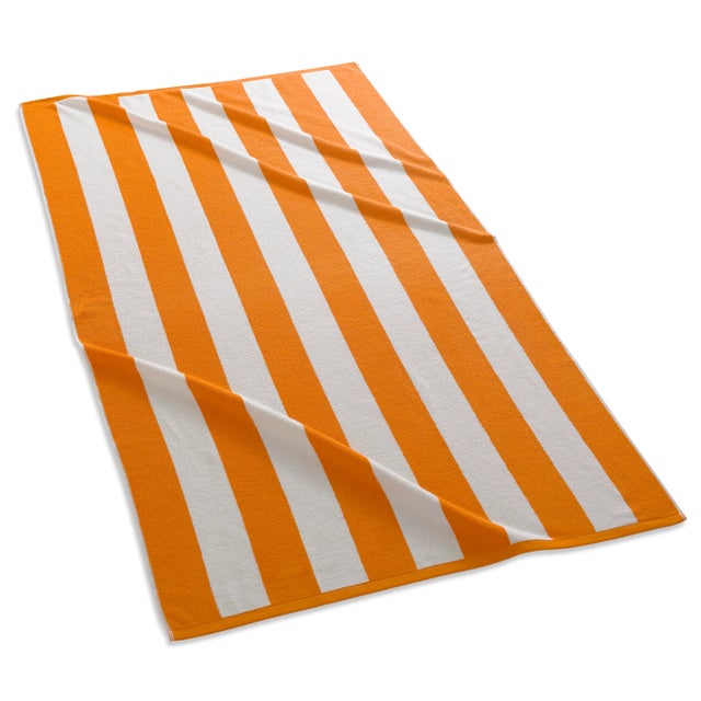 Contemporary Cabana Stripe Beach Towel in Orange For Sale - Image 3 of 3