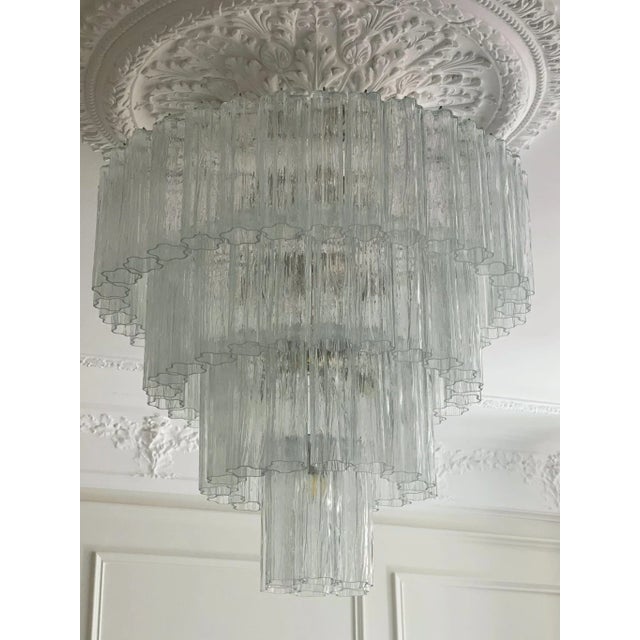 Contemporary Large Mid-Century Murano Tubular Chandelier For Sale - Image 3 of 11