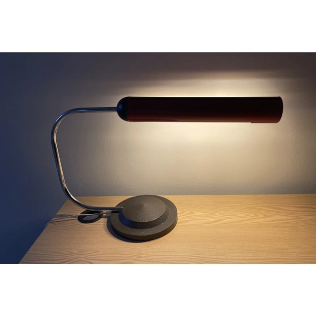 Mid 20th Century Mid 20th Century Bauhaus Style Red Enamel Table Lamp For Sale - Image 5 of 8