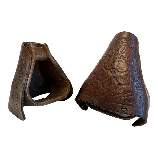 Antique Saddle Stirrups Tapaderos Western Horse Decor - a Pair | Chairish