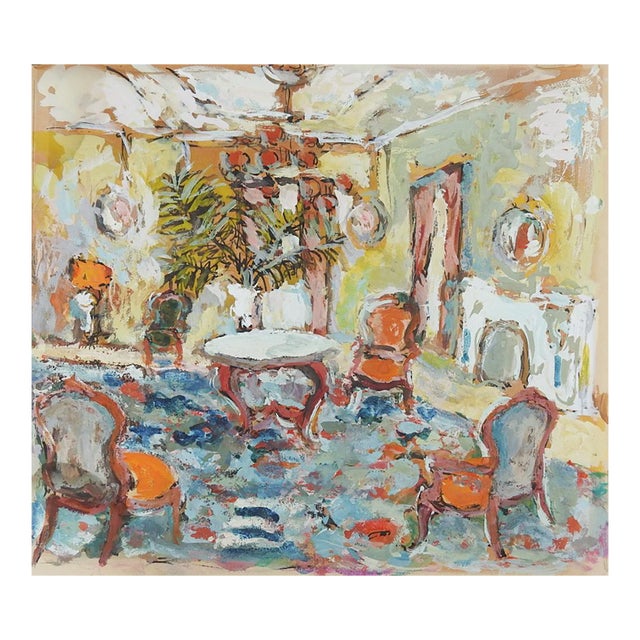 Mid 20th Century Impressionist Interior Painting For Sale