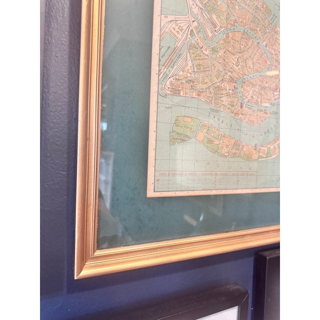 Italian Vintage Framed Map of Venice Italy For Sale - Image 3 of 12